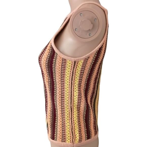 Madewell Crochet Janson Sweater Tank XS Swank Top Rainbow Striped Cotton Neutral - Picture 6 of 16